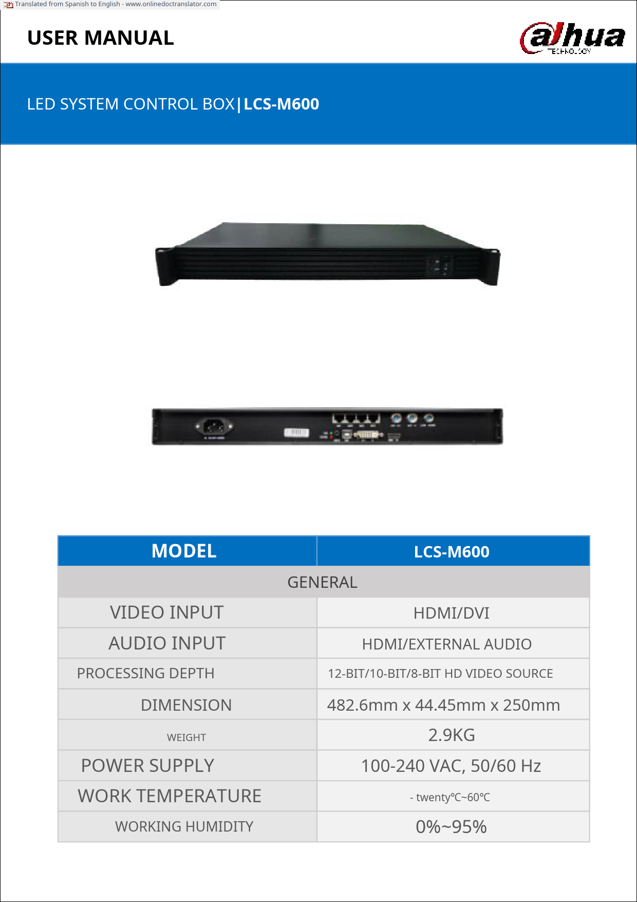 DAHUA DHI-LCS-M6U